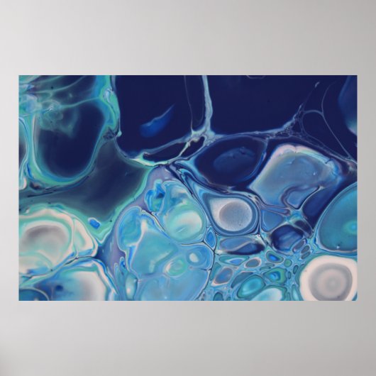 Navy Blue Fluid Abstrakt Modern Marble Swirl Art Poster (Vorne)