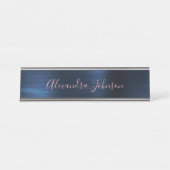 Navy Blue Foil | Blush Pink Foil Modern Schreibtischnamensplakette (Vorderseite )