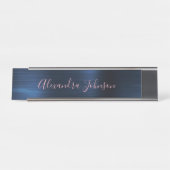 Navy Blue Foil | Blush Pink Foil Modern Schreibtischnamensplakette (Vorderseite )