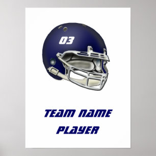 Navy Blue Football Helm Poster