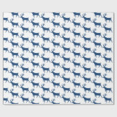 Navy Blue Forest Stag Reindeer White Geschenkpapier (Flach)