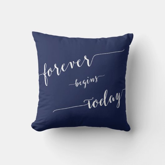 Navy Blue Forever beginnt heute Hochzeitskissen Kissen (Vorderseite)