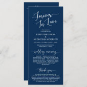 Navy Blue, Forever in Liebe, Hochzeitsfeier Programm (Vorne/Hinten)