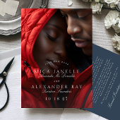 Navy Blue Formal Classic Elegant Calligraphy Photo Save The Date