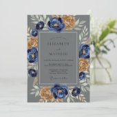 Navy Blue Formal Winter Wedding Einladung (Stehend Vorderseite)