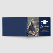 Navy Blue Foto 2023 Graduation Party Autograph Gästebuch (Voll)