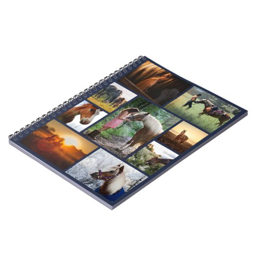 Navy Blue Foto Collage HorCustom Notizblock (Linke Seite)