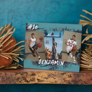 Navy & Blue Foto Collage Personalisiert Fotoplatte