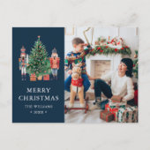 Navy Blue Foto Feiertagspostkarte (Vorderseite)