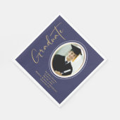 Navy Blue Foto Gold Abschluss Script Minimal Serviette (Ecke)