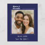 Navy-Blue-Foto-Hochzeit Save the Date Flyer (Vorne)