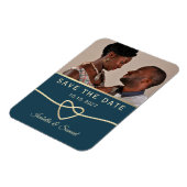 Navy Blue Foto Hochzeit speichern das Datum der Ei Magnet (Linke Seite)