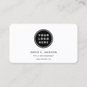 Navy Blue Foto mit QR Code Social Media Visitenkarte (Vorderseite)