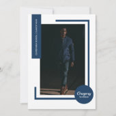 Navy Blue Foto Modernes Foto Abschluss laden ein (Vorderseite)