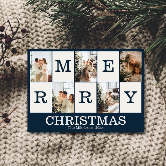 Navy Blue Foto personalisiert Frohe Weihnachten