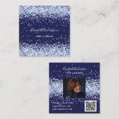 Navy Blue Foto qr Quadratische Visitenkarte (Vorne/Hinten)
