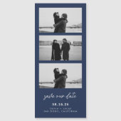 Navy Blue Foto Strip Magnetic Wedding Magnetkarte (Vorderseite)