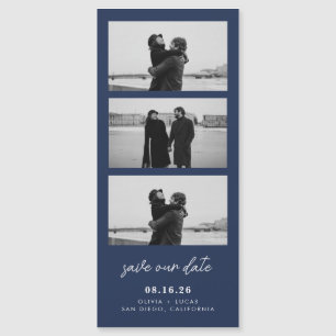 Navy Blue Foto Strip Magnetic Wedding Magnetkarte