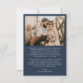 Navy Blue Foto Wedding Elegant Danke Karte (Rückseite)