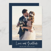 Navy Blue Foto Wedding Vielen Dank Dankeskarte (Vorne/Hinten)