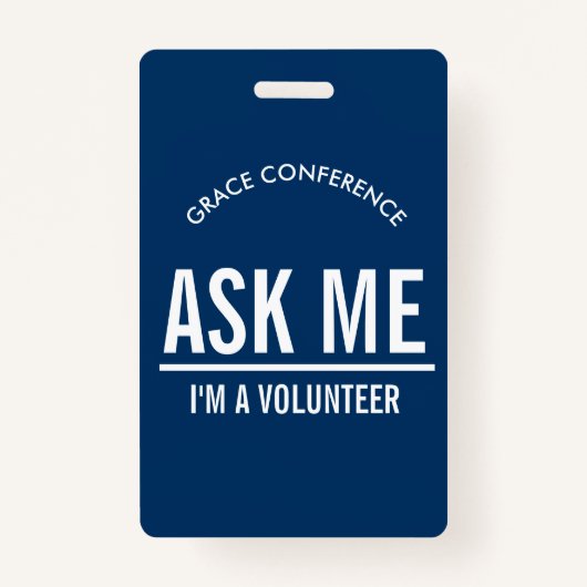 Navy Blue Fragte mir, ich bin ein Freiwilliger-ID- Ausweis (Vorderseite)