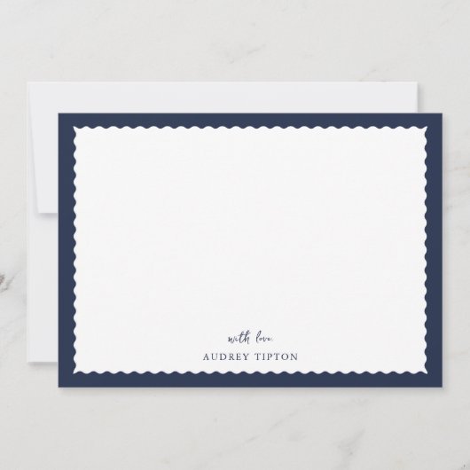 Navy Blue Frame Flat Note Card Mitteilungskarte (Vorderseite)