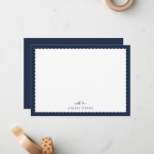 Navy Blue Frame Flat Note Card Mitteilungskarte (Vorderseite/Rückseite Beispiel)