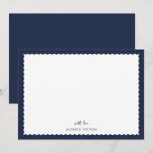 Navy Blue Frame Flat Note Card Mitteilungskarte (Vorne/Hinten)