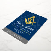 Navy Blue Freemason Real Gold Folieneinladung (Gedreht)