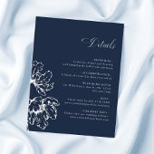 Navy Blue French Floral Wedding Details Begleitkarte
