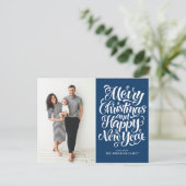 Navy Blue Frohe Weihnachten & Glück Neues Jahr Fot (Stehend Vorderseite)