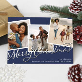 Navy Blue Frohe Weihnachten Karierte FotoCollage