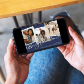 Navy Blue Frohe Weihnachten Karierte FotoCollage