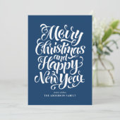 Navy Blue frohe Weihnachten und ein glückliches ne (Stehend Vorderseite)