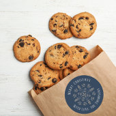 Navy Blue Frohe Weihnachtsschneeflocke Custom Runder Aufkleber