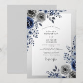Navy Blue Frosty Winter Wedding Einladung (Vorne/Hinten)