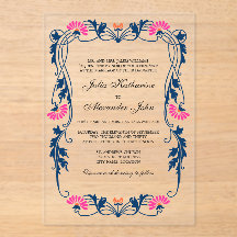 Navy Blue & Fuchsia Floral Wirbel