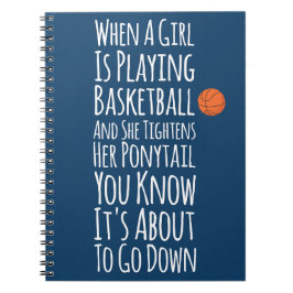 Navy Blue Funny Girls Basketball Basketball Player Notizblock