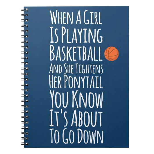 Navy Blue Funny Girls Basketball Basketball Player Notizblock (Vorderseite)