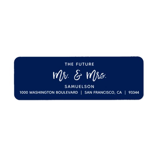 Navy Blue Future Mr. & Mrs. Wedding Rücksendeadres (Vorne)