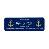 Navy Blue Future Mr. & Mrs. Wedding Rücksendeadres (Vorne)