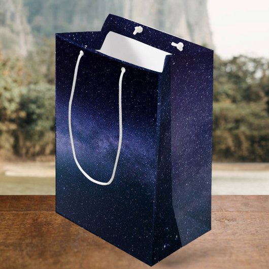 Navy Blue Galaxy Starry Night Stars Modern Mittlere Geschenktüte