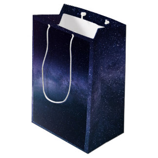 Navy Blue Galaxy Starry Night Stars Modern  Mittlere Geschenktüte