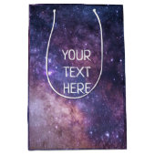 Navy Blue Galaxy Starry Night Stars Modernes Mitte Mittlere Geschenktüte (Vorderseite)