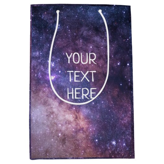 Navy Blue Galaxy Starry Night Stars Modernes Mitte Mittlere Geschenktüte (Vorderseite)