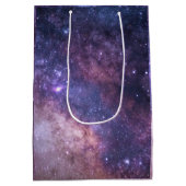 Navy Blue Galaxy Starry Night Stars Modernes Mitte Mittlere Geschenktüte (Rückseite)