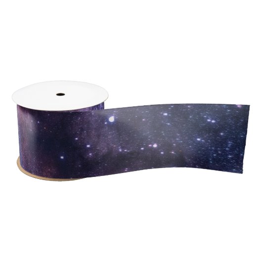 Navy Blue Galaxy Starry Night Stars Satin Ribbon Satinband (Spule)