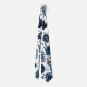 Navy Blue Garden Florals Wedding Krawatte (Rückseite)