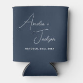 Navy Blue Gastgeschenk Hochzeit Foto Modernes Mini Dosenkühler (Vorderseite)