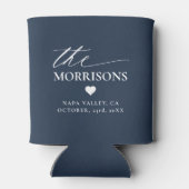 Navy Blue Gastgeschenk Hochzeit Monogram Name Hear Dosenkühler (Rückseite)